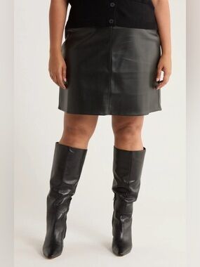 Max Studio Black Faux Leather Mini Skirt, Size 3X - NWT